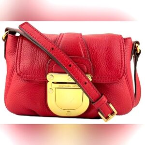 Michael Kors MK Charlton Red Leather Crossbody Purse Handbag